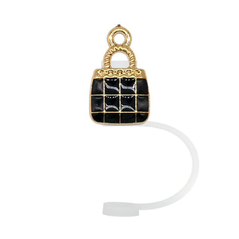 Wholesale 10pcs/packAcrylic Straw Cap Dust Plug Imitation Metal Shell